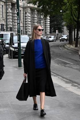 Milan, Italy: Milan, Jil Sander - Arrival of Guests - Milan Fashion Week - Womenswear Spring Summer 2026. In the photo: Eva Riccobono Milan Italy  - ZUMAp169 20250924_zea_p169_078 Copyright: xSimonexComix