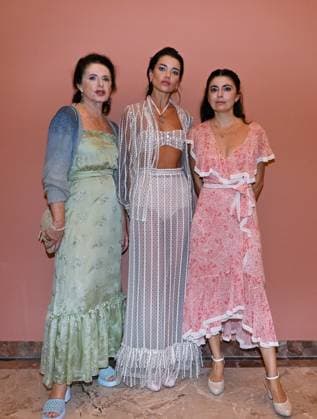 Milan: Milan, Italy Luisa Beccaria Spring Summer 2026 collection presentation show In the photo: Vialina Lemann and Luisa Beccaria and daughter Lucilla Beccaria designer of the brand Milan  - ZUMAp169 20250924_zea_p169_1042 Copyright: xNickxZonnax