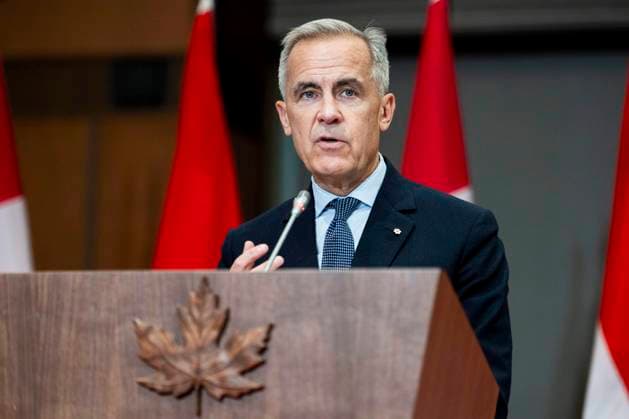 September 24, 2025, Ottawa, On, Canada: Prime Minister Mark Carney delivers remarks ahead of a signing ceremony with President of Indonesia Prabowo Subianto, not pictured, during a working visit with on Parliament Hill in Ottawa, on Wednesday, Sept. 24, 2025. Ottawa Canada  - ZUMAc35_ 20250924_zaf_c35_151 Copyright: xSpencerxColbyx
