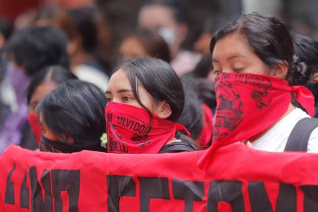 Rural female students from Ayotzinapa Teacher Training School take part in a demonstration during the Ã¢â‚¬oeAyotzinapa 11 Years of Light and ShadowsÃ¢â‚¬Â day of action, demanding that the Ministry of Foreign Affairs help secure the extradition of Tomas Zeron, former head of the Criminal Investigation Agency, who is currently a fugitive in Israel. on September 24, 2025 in Mexico City, Mexico. Mexico City Mexico - ZUMAe321 20250924_zia_e321_024 Copyright: xCarlosxSantiagox