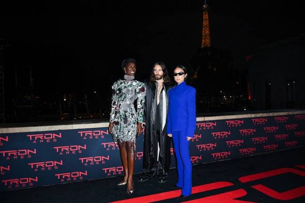 Tron Ares Premiere Jodie Turner-Smith, Jared Leto and Greta Lee attending the Tron : Ares Premiere at the Pathe Palace cinema in Paris, France on September 24, 2025. Photo by Aurore Marechal ABACAPRESS.COM Paris France  Copyright: xMarechalxAurore ABACAx