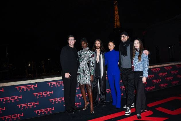 Tron Ares Premiere Justin Springer, Jodie Turner-Smith, Jared Leto, Greta Lee, Joachim Ronning and Emma Ludbrook attending the Tron : Ares Premiere at the Pathe Palace cinema in Paris, France on September 24, 2025. Photo by Aurore Marechal ABACAPRESS.COM Paris France  Copyright: xMarechalxAurore ABACAx