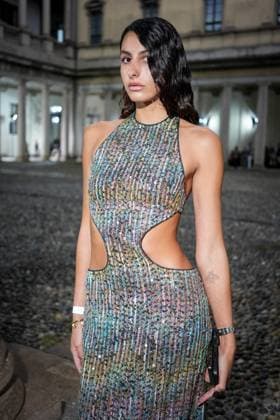 Front Row of Missoni fashion show during the Milan Fashion Week - Womenswear S S 2026 in Milan, Italy on 24 September 2025. A guest attends the Missoni fashion show during the Milan Fashion Week - Womenswear Spring Summer 2026 in Milan, Italy on 24 September 2025., Credit:Stefano Costantino TTL Avalon Italy, Milan  Copyright: xStefanoxCostantinoxTTLx xAvalonx 1039992745