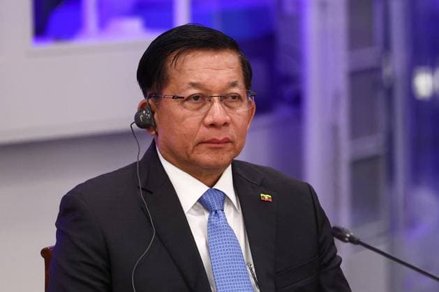 RUSSIA, MOSCOW - SEPTEMBER 25, 2025: Myanmar s acting President Min Aung Hlaing attends the World Atomic Week 2025 international forum at the VDNKh exhibition centre Moscow Russia  - ZUMAt113 20250925_zaa_t113_156 Copyright: xSergeixBulkinx