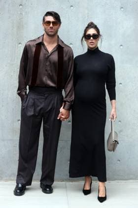 September 25, 2025, Milan, ITALY: Ignazio Moser (L) and Cecilia Rodriguez pose before the show by Italian fashion label Emporio Armani during the Spring Summer 2026 Women s Collection show at Milan Fashion Week in Milan, Italy, 25 September 2025. .ANSA MATTEO BAZZI Milan ITALY  - ZUMAa110 20250925_zaf_a110_029 Copyright: xMatteoxBazzix