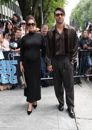 Milan, many people, influencers, VIPs outside the Armani fashion shows in Via Bergognone, in the photo Ignazio Moser and Cecilia Rodriguez  Copyright: xDuilioxPiaggesix xipa-agency.netx xDuilioxPiaggesix IPA_Agency_IPA65734836