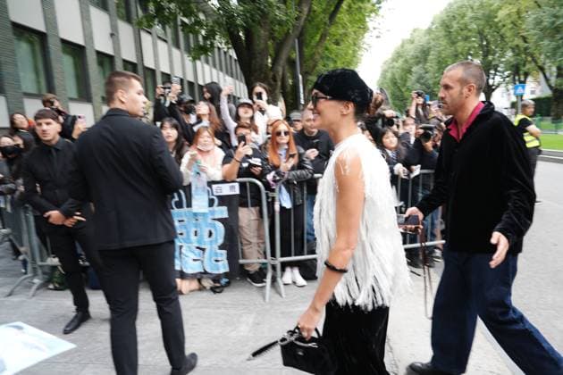 Milan, many people, influencers, VIPs outside the Armani fashion shows on Via Bergognone. In the photo: Gabrielle Caunesil.  Copyright: xDuilioxPiaggesix xipa-agency.netx xDuilioxPiaggesix IPA_Agency_IPA65734933