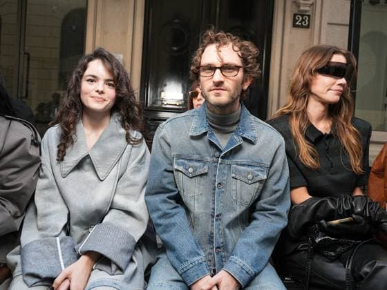 Milan, Milan Women s Fashion Week Spring Summer 2026 - MM6 Maison Margiela fashion show - guests front row In the photo: Micaela Wittman, Giorgio Poi, Martina Troni,  Copyright: xRiccardoxGiordanox xipa-agency.netx xRiccardoxGiordanox IPA_Agency_IPA65739644