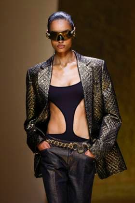 MFW Roberto Cavalli runway MP A model walks the runway at the Roberto Cavalli fashion show during Milan s Fashion Week Womenswear Spring Summer 2026, on September 25, 2025 in Milan (Italy), Italy. Photo by Marco Piovanotto Abacapress.com  Copyright: xPiovanottoxMarco ABACAx