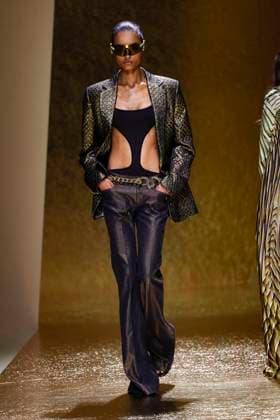 MFW Roberto Cavalli runway MP A model walks the runway at the Roberto Cavalli fashion show during Milan s Fashion Week Womenswear Spring Summer 2026, on September 25, 2025 in Milan (Italy), Italy. Photo by Marco Piovanotto Abacapress.com  Copyright: xPiovanottoxMarco ABACAx