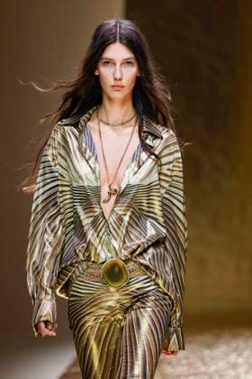 MFW Roberto Cavalli runway MP A model walks the runway at the Roberto Cavalli fashion show during Milan s Fashion Week Womenswear Spring Summer 2026, on September 25, 2025 in Milan (Italy), Italy. Photo by Marco Piovanotto Abacapress.com  Copyright: xPiovanottoxMarco ABACAx