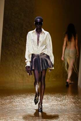MFW Roberto Cavalli runway MP A model walks the runway at the Roberto Cavalli fashion show during Milan s Fashion Week Womenswear Spring Summer 2026, on September 25, 2025 in Milan (Italy), Italy. Photo by Marco Piovanotto Abacapress.com  Copyright: xPiovanottoxMarco ABACAx