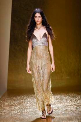 MFW Roberto Cavalli runway MP A model walks the runway at the Roberto Cavalli fashion show during Milan s Fashion Week Womenswear Spring Summer 2026, on September 25, 2025 in Milan (Italy), Italy. Photo by Marco Piovanotto Abacapress.com  Copyright: xPiovanottoxMarco ABACAx