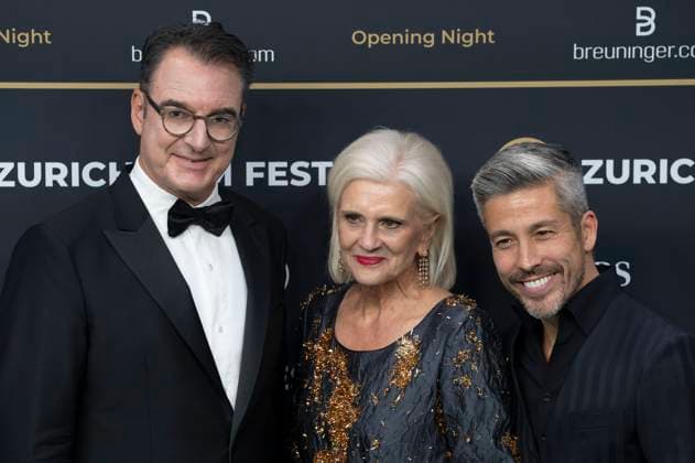 Christian Jungen, Doris Fiala and Max Loong at the festival opening with the premiere of the feature film Splitsville at the 21 Zurich Film Festival 2025 in the Kongresssaal Zurich, 25 09 2025 Foto:xA.xRaemyx xFuturexImagex splittsville_5940