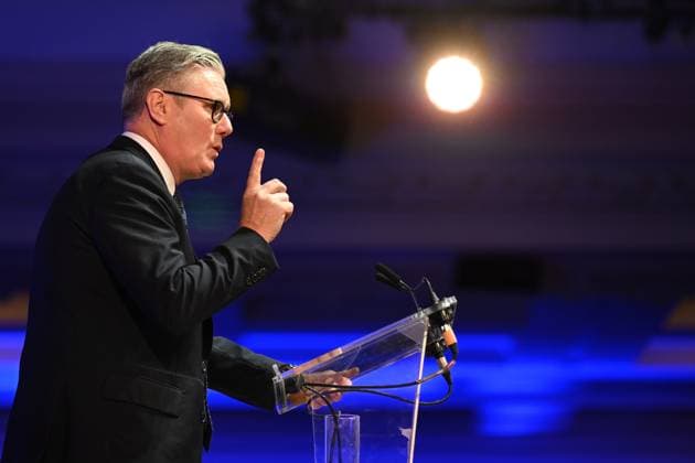 ANTHONY ALBANESE UK VISIT, Prime Minister of the United Kingdom Keir Starmer delivers a speech at the Global Progress Action Summit in London, United Kingdom, Friday, September 26, 2025. ( NO ARCHIVING London United Kingdom  Copyright: xLukasxCochx 20250926128369576877