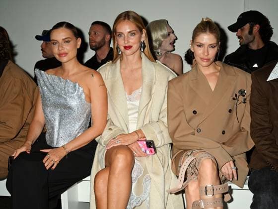 Milan, Milan Women s Fashion Week Spring Summer 2026 - Women s Fashion, Spring Summer 2026 - Morabito fashion show - guests In the photo: Veronica Ferraro, Chiara Ferragni, Lena Perminova  Copyright: xSimonaxChiocciax xipa-agency.netx xSimonaxChiocciax IPA_Agency_IPA65778897