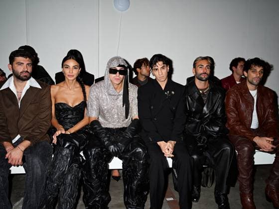 Milan, Milan Women s Fashion Week Spring Summer 2026 - Women s Fashion, Spring Summer 2026 - Morabito fashion show - guests In the photo: Antonio Pulvirenti, Chiara Biasi, Marco Mengoni, Tedua, guests  Copyright: xSimonaxChiocciax xipa-agency.netx xSimonaxChiocciax IPA_Agency_IPA65778891