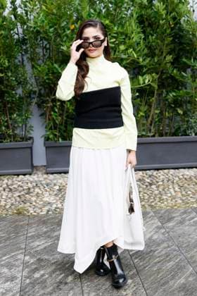 MFW Tod’s front row MP Hala Al Turk arrives at the Tod s fashion show during Milan s Fashion Week Womenswear Spring Summer 2026, on September 26, 2025 in Milan (Italy), Italy. Photo by Marco Piovanotto Abacapress.com  Copyright: xPiovanottoxMarco ABACAx