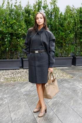 MFW Tod’s front row MP A guest arrives at the Tod s fashion show during Milan s Fashion Week Womenswear Spring Summer 2026, on September 26, 2025 in Milan (Italy), Italy. Photo by Marco Piovanotto Abacapress.com  Copyright: xPiovanottoxMarco ABACAx
