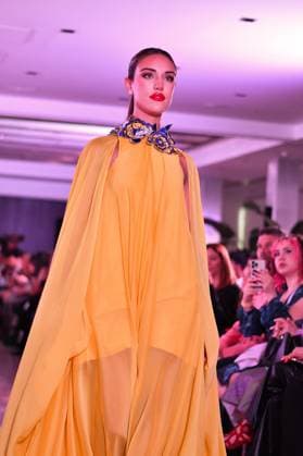 Spring Colors Fashion Week de Madrid - 26 Sep 2025 A model walks the runway wearing a design by Adan Terriquez during the Spring Colors Fashion Week de Madrid at Hotel Princesa. Madrid Spain Copyright: xAtilanoxGarciax xSOPAxImagesx FOTO49613