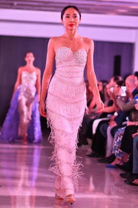 Spring Colors Fashion Week de Madrid - 26 Sep 2025 A model walks the runway wearing a design by Jarul Mercedes during the Spring Colors Fashion Week de Madrid at Hotel Princesa. Madrid Spain Copyright: xAtilanoxGarciax xSOPAxImagesx FOTO49728