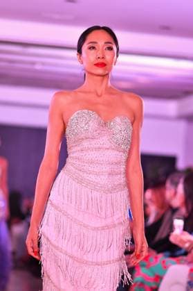 Spring Colors Fashion Week de Madrid - 26 Sep 2025 A model walks the runway wearing a design by Jarul Mercedes during the Spring Colors Fashion Week de Madrid at Hotel Princesa. Madrid Spain Copyright: xAtilanoxGarciax xSOPAxImagesx FOTO49729