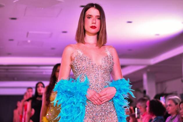 Spring Colors Fashion Week de Madrid - 26 Sep 2025 A model walks the runway wearing a design by Jarul Mercedes during the Spring Colors Fashion Week de Madrid at Hotel Princesa. Madrid Spain Copyright: xAtilanoxGarciax xSOPAxImagesx FOTO49748
