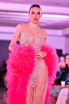 Spring Colors Fashion Week de Madrid - 26 Sep 2025 A model walks the runway wearing a design by Jarul Mercedes during the Spring Colors Fashion Week de Madrid at Hotel Princesa. Madrid Spain Copyright: xAtilanoxGarciax xSOPAxImagesx FOTO49714