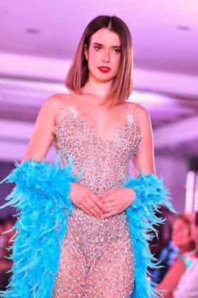 Spring Colors Fashion Week de Madrid - 26 Sep 2025 A model walks the runway wearing a design by Jarul Mercedes during the Spring Colors Fashion Week de Madrid at Hotel Princesa. Madrid Spain Copyright: xAtilanoxGarciax xSOPAxImagesx FOTO49722