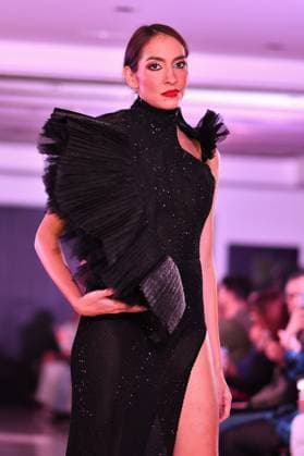 Spring Colors Fashion Week de Madrid - 26 Sep 2025 A model walks the runway wearing a design by Giannina Azar during the Spring Colors Fashion Week de Madrid at Hotel Princesa. Madrid Spain Copyright: xAtilanoxGarciax xSOPAxImagesx FOTO49757