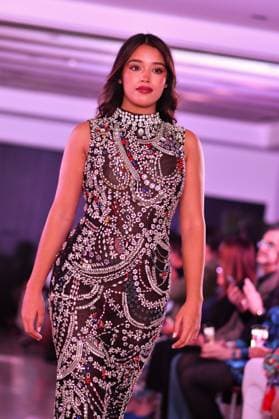 Spring Colors Fashion Week de Madrid - 26 Sep 2025 A model walks the runway wearing a design by Giannina Azar during the Spring Colors Fashion Week de Madrid at Hotel Princesa. Madrid Spain Copyright: xAtilanoxGarciax xSOPAxImagesx FOTO49772