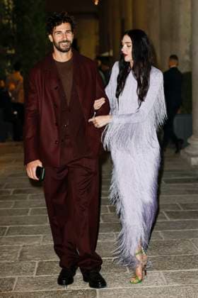 MFW EE72 Gala dinner Arrivals MP Carlo Stecchi, Mariacarla Boscono arrive at the EE72 event during Milan s Fashion Week Womenswear Spring Summer 2026, on September 26, 2025 in Milan (Italy), Italy. Photo by Marco Piovanotto Abacapress.com  Copyright: xPiovanottoxMarco ABACAx