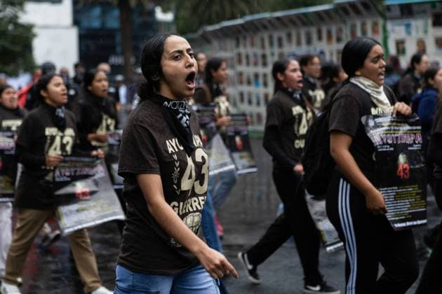 September 26, 2025, Mexico City, Mexico: On the 11th anniversary of the disappearance of 43 students from the Ayotzinapa Rural Teachers College, the mothers and fathers of the students called a rally in Mexico City. The attendees demanded justice and called on the army to release the missing information that is crucial to the ongoing investigation. Mexico City Mexico - ZUMAl178 20250926_znp_l178_007 Copyright: xCristianxLeyvax