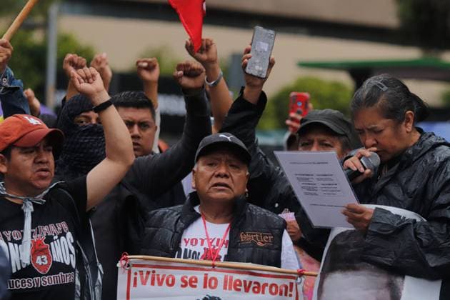 11th Anniversary of the forced disappearance of the 43 Ayotzinapa students Relatives of the victims of the 43 students from the Ayotzinapa taking part during a rally in memory of the 43 missing students from the Ayotzinapa Teacher Training School, to demand justice and truth about the case. on September 26, 2025 in Mexico City, Mexico. (Photo by Carlos Santiago Eyepix Group) Copyright: xCarlosxSantiago xEyepixxGroupx CS_26092025_170842