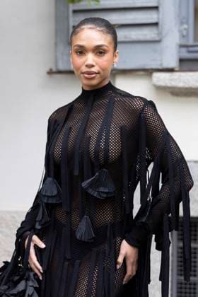 MFW Ferragamo Arrivals MP Lory Harvey arrives at the Ferragamo fashion show during Milan s Fashion Week Womenswear Spring Summer 2026, on September 27, 2025 in Milan (Italy). Photo by Marco Piovanotto Abacapress.com  Copyright: xPiovanottoxMarco ABACAx