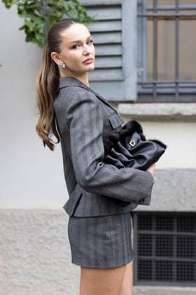 MFW Ferragamo Arrivals MP Kristina Romanova arrives at the Ferragamo fashion show during Milan s Fashion Week Womenswear Spring Summer 2026, on September 27, 2025 in Milan (Italy). Photo by Marco Piovanotto Abacapress.com  Copyright: xPiovanottoxMarco ABACAx