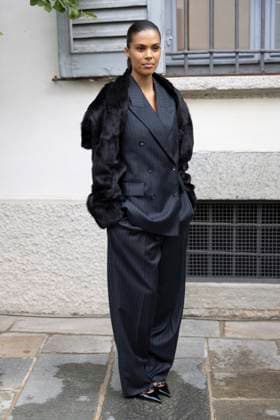 MFW Ferragamo Arrivals MP Tina Kunakey arrives at the Ferragamo fashion show during Milan s Fashion Week Womenswear Spring Summer 2026, on September 27, 2025 in Milan (Italy). Photo by Marco Piovanotto Abacapress.com  Copyright: xPiovanottoxMarco ABACAx