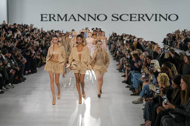 Milan, Milan Women s Fashion Week Spring Summer 2026 - Women s Fashion, Spring Summer 2026 - Ermanno Scervino fashion show - catwalk in the photo: Model  Copyright: xRiccardoxGIordanox xipa-agency.netx xRiccardoxGiordano IPAx IPA_Agency_IPA65817665