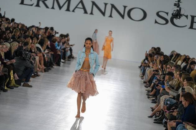 Milan, Milan Women s Fashion Week Spring Summer 2026 - Women s Fashion, Spring Summer 2026 - Ermanno Scervino fashion show - catwalk in the photo: Model  Copyright: xRiccardoxGIordanox xipa-agency.netx xRiccardoxGiordano IPAx IPA_Agency_IPA65817421