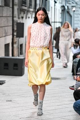 Milan, Italy: Milan, Milan Women s Fashion Week Spring Summer 2026 - Women s Fashion, Spring Summer 2026. - MSGM fashion show - catwalk - photo: model Milan Italy  - ZUMAp169 20250927_zea_p169_855 Copyright: xSimonaxChiocciax