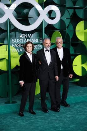 Milan, Milan Women s Fashion Week Spring Summer 2026 - Women s Fashion, Spring Summer 2026 - CNMI Sustainable Fashion Awards 2025 at Teatro alla Scala - Photocall for guest arrivals. Pictured: Andrea Camerana, Silvana Armani, Leo Dell Orco  Copyright: xAlessandroxBremecx xipa-agency.netx xx IPA_Agency_IPA65848911