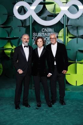 Milan, Milan Women s Fashion Week Spring Summer 2026 - Women s Fashion, Spring Summer 2026 - CNMI Sustainable Fashion Awards 2025 at Teatro alla Scala - Photocall for guest arrivals. Pictured: Andrea Camerana, Silvana Armani, Leo Dell Orco  Copyright: xAlessandroxBremecx xipa-agency.netx xx IPA_Agency_IPA65848944