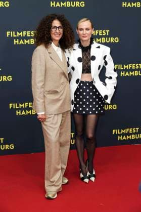 abb Malika Rabahallah, Diane Kruger, Fatih Akin as guests on the Red Carpet at the Kino Film Premiere Amrum at Filmfest Hamburg at Cinemaxx Kino am Dammtor on September 27, 2025 in Hamburg Hamburg Germany