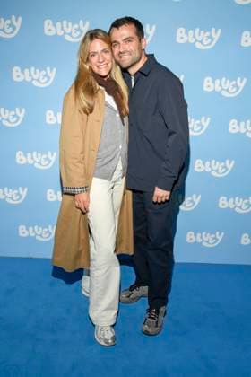 abb Katharina Kruse and Florian Kruse as guests on the blue carpet at the film premiere Bluey in the Kuechenspass Kollektion cinema at CinemaxX Berlin Potsdamer Platz on 27 09 2025 in Berlin Berlin Germany