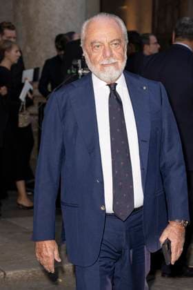 MFW Giorgio Armani arrivals MP Aurelio De Laurentis arrives to Pinacoteca of Brera to attending the Giorgio Armani fashion show is held during Milan s Fashion Week Womenswear Spring Summer 2026, on September 28, 2025 in Milan (Italy). Photo by Marco Piovanotto Abacapress.com  Copyright: xPiovanottoxMarco ABACAx