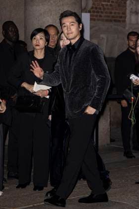 MFW Giorgio Armani arrivals MP A guest arrives to Pinacoteca of Brera to attending the Giorgio Armani fashion show is held during Milan s Fashion Week Womenswear Spring Summer 2026, on September 28, 2025 in Milan (Italy). Photo by Marco Piovanotto Abacapress.com  Copyright: xPiovanottoxMarco ABACAx