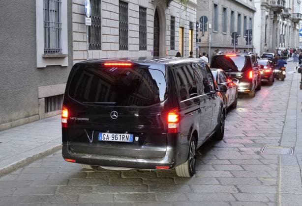 Brera District protesters gathered to protest Free Gaza before the Giorgio Armani fashion show at the entrance gate for the numerous VIP guests invited in a black van.  Copyright: xLucaxPontix xipa-agency.netx xLucaxPonti xIpaxagencyx IPA_Agency_IPA65897652