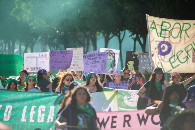 Women taking part during a demonstration in the main streets of the Queretaro for the Global Day of Action for Legal, Safe, and Accessible Abortion. on September 28, 2025 in Quertetaro, Mexico. Queretaro Mexico - ZUMAe321 20250928_zia_e321_014 Copyright: xJosexCarrerax