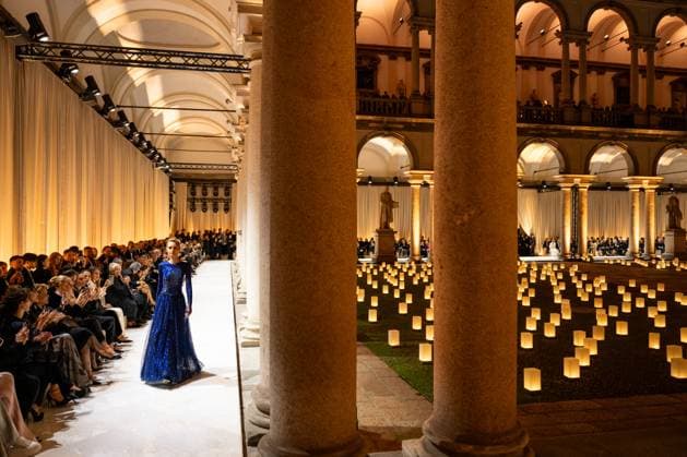 Milan Fashion Week - Women S S 2026 Giorgio Armani Fashion Show Vibes Pinacoteca di Brera - Milan, Italy Milan Fashion Week - Women S S 2026 Giorgio Armani Fashion Show Vibes Pinacoteca di Brera - Milan, Italy 28th September 2025  Copyright: xALFONSOxCATALANO SGPITALIAx
