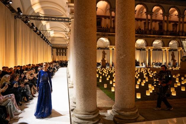 Milan Fashion Week - Women S S 2026 Giorgio Armani Fashion Show Vibes Pinacoteca di Brera - Milan, Italy Milan Fashion Week - Women S S 2026 Giorgio Armani Fashion Show Vibes Pinacoteca di Brera - Milan, Italy 28th September 2025  Copyright: xALFONSOxCATALANO SGPITALIAx
